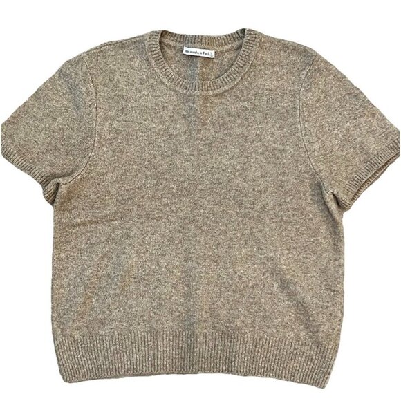 Abercrombie & Fitch Knit Short Sleeve Crew Neck Sweater Size Large Tan Classic - Picture 1 of 7